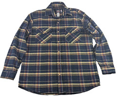 Johnson Woolen Mills USA Made 8oz Flannel Shirt Men 2XL Blue Plaid Cotton