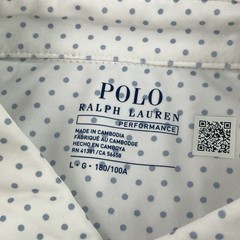 Polo Ralph Lauren Performance Polka Dot Polo White Shirt Size Large Golf Stretch