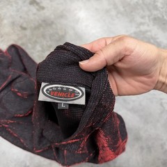 Vehicle Shirt Mens Large Black Red Knit Button translucent y2k disco flames