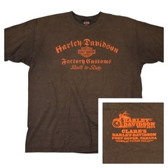 Harley-Davidson Factory Customs T-Shirt Mens XL Brown Graphic Built To Ride Tee