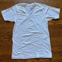 Vintage Hanes V-Neck T-Shirt White Single Stitch Men’s M Blank Grunge Minimal