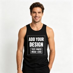 Men’s Tank Top for Father’s Day, Custom Child Name & Photo Print Cotton