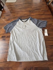 Kenneth Cole Reaction Mens Large Short Sleeve Henley New With Tag Stretch Sku91
