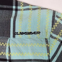 Quiksilver Shirt *Flaw* Mens S Mint Green Plaid Flannel Button Up Surf 90s Y2K