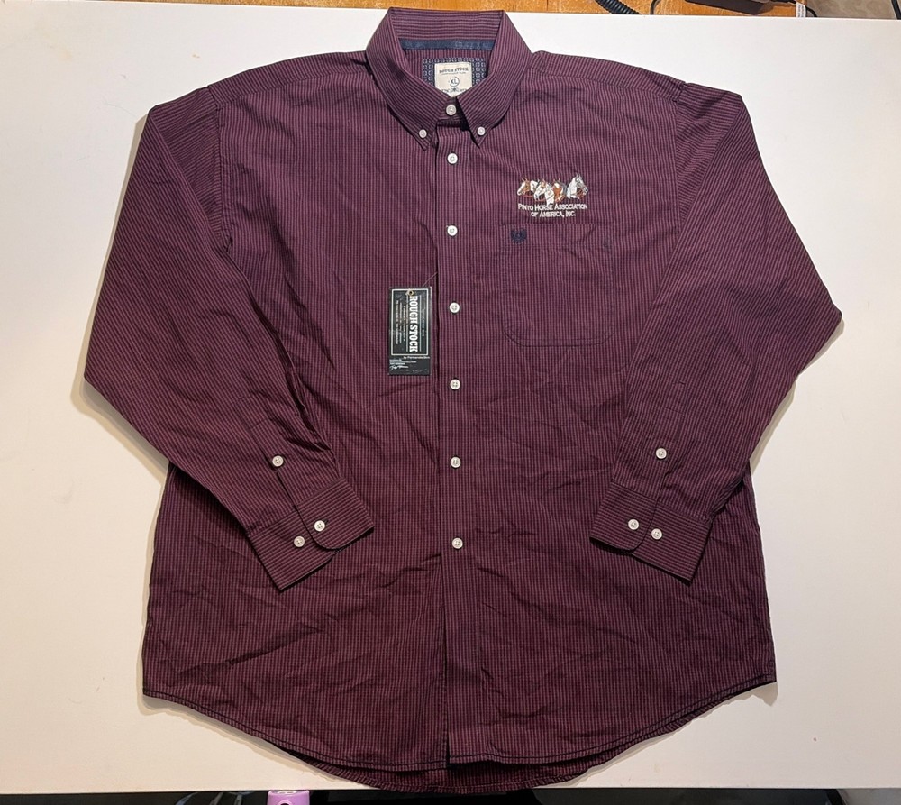 Western Cowboy Pinto Horse Association Embroidered Men XL Button Down Shirt
