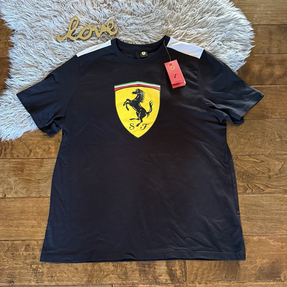Puma X Scuderia Ferrari Big Shield Mens T-Shirt Size XL Racing Luxury Car New