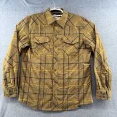 LL BEAN Snap Front Wool Blend Plaid Flannel Shirt Size Medium Hiking Outdoors