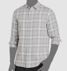 $195 Vince Men’s Gray Plaid Classic-Fit Long-Sleeve Dress Shirt Size M