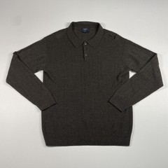 Dockers Shirt Men’s Large Brown Acrylic Long Sleeve Polo Casual