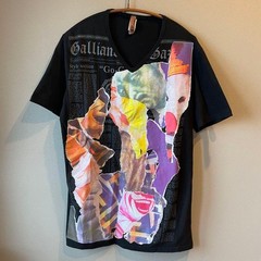 John Galliano Graphic T-Shirt M Black Cotton Made in Italy