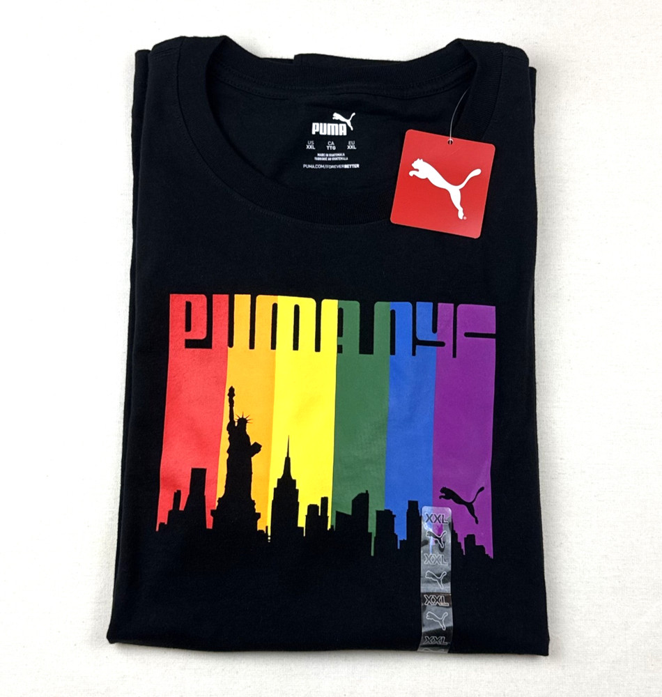Puma New York City Rainbow Skyline M Black Size XXL Graphic Crew Neck T-Shirt
