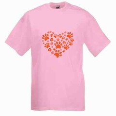Dog Paw Print Heart Humour Novelty T Shirt Various Colours And Sizes