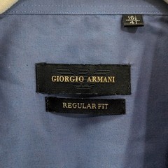 Giorgia Armani Regular Fit Dress Shirt Size 16.5 Blue Cotton Black Label