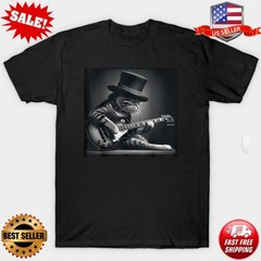 Cat Playing Guitar – Funny Rock Music Guitar Cat T-Shirt S-3XL