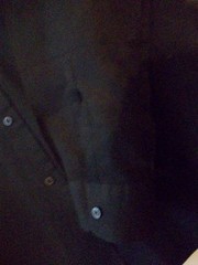 Black Dress Shirt by Murano Size Large 2 Front Hidden Pockets Button front LS
