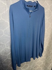 TravisMathew Men’s 1/4 Zip Pullover Golf Steel Blue XL