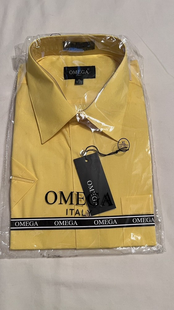 Omega Italy Men’s Premium Slim Fit Button Up Long Sleeve Yellow New Dress Shirt