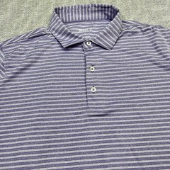 Johnnie O Polo Shirt Mens Large Golf Performance Striped Stretch Purple
