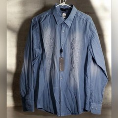 MSRP $115 Button Down Shirt mens Size Large ombré two-tone embroidered