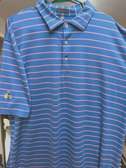 Peter Millar Summer Comfort Blue Pink Striped Golf Polo Shirt Men’s XXL 2XL