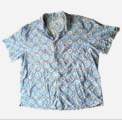 Old Navy Built-In Flex Men’s XXL Camp Short Sleeve Geometric Blue Shirt