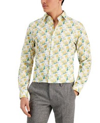Bar Iii Men Slim Fit Watercolor Floral Dress Shirt Multi Size L 1579