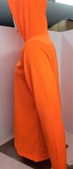 Orange Long Sleeve Safety Shirt With Hoodie, Polyester Birdeye mesh fabric