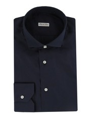 $600 Fiori Di Lusso Dark Blue Cotton Shirt – Slim – (FDL3222517)