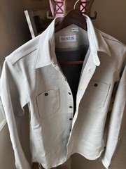 NEW- Gustin #88 CONE MILLS WHITE/GREY WORKSHIRT-Mens Medium Classic Fit-USA made