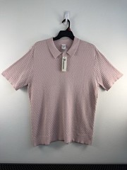 NWT Men’s M Pink Textured Knit Polo Shirt Short Sleeve Cotton/ Viscose Blend