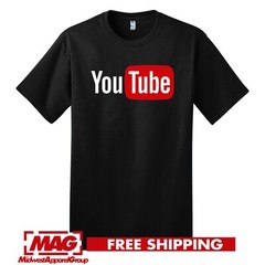 YOUTUBE BLACK T-SHIRT You Tube Tech Shirt Tee Channel Video Upload Logo U