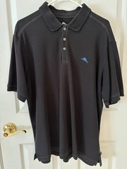Tommy Bahama Shirt Mens Large Blue Marlin Logo Short Sleeve Pima Cotton