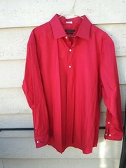 Men’s Red Van Heusen Flex Collar Button Down Long Sleeve Shirt Size 17-17.5