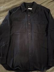 NWT Madewell Men’s Large Midweight Flannel Button Up Shirt Jet Black NY930 $138