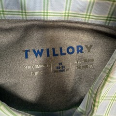 Twillory Shirt Men 16/34-35 Tailored Fit Performance Stretch Nylon Blend Check