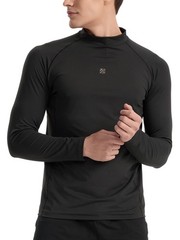 Mens Workout Shirts Long Sleeve Half Turtleneck Brushed Thermal Soft Mock Nec…