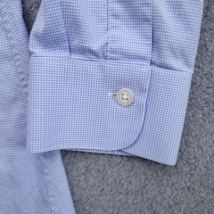 Proper Cloth Dress Shirt Mens 16 34 Regular Fit Blue White Micro Houndstooth