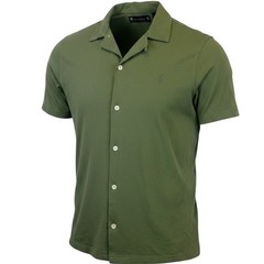 AllSaints Button Up Sz L Olive Green Excellent Relaxed Utility Minimalist Casual