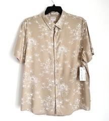 Guess Sienna Mens Floral Short Sleeve Button Front Shirt Size XL Beige White