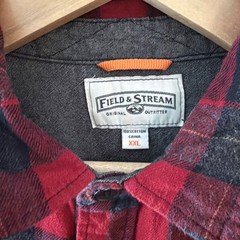 Field and Stream Flannel Shirt Mens XXL Red Black Buffalo Plaid Button Up