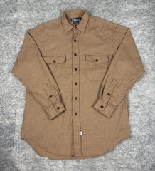 Vintage Polo Ralph Lauren Shirt Mens M Wool Blend Brown Houndstooth Long Sleeve