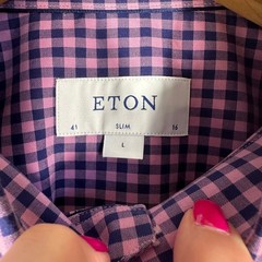Eton Slim Fit Signature Twill Gingham Shirt Mens 16 41 Purple Navy Check