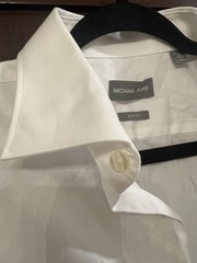 Michael Kors Non-Iron Slim Fit Cotton White Dress Shirt 16 34/35