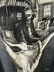 Early Y2K M.C. Escher Art Print T-Shirt Large 22×27.5