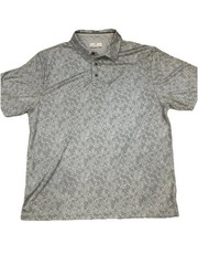 Grand Slam Polo Shirt Mens XL Gray Leaf Print Performance Golf Quick Dry Stretch
