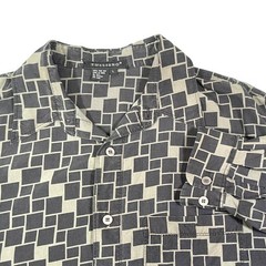 Tulliano Large Pure Silk Button Down Shirt Geometric Dark Academia Retro
