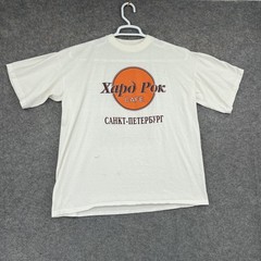 Vintage Hard Rock Cafe St Petersburg Shirt Men 2XL White Short Sleeve Crew Neck