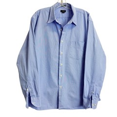 J.Crew Mens XL Blue Micro Stripe 80s 2-Ply Cotton Button Down Shirt Long Sleeve
