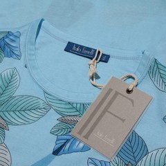 Italo Ferretti NWT Short Sleeve T-Shirt Sz XXL in Blue Floral Print 100% Cotton
