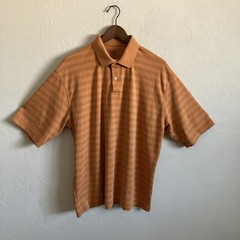 Mens L Performance Polo Short Sleeve Outdoor Colorful Orange Haggar Cool 18